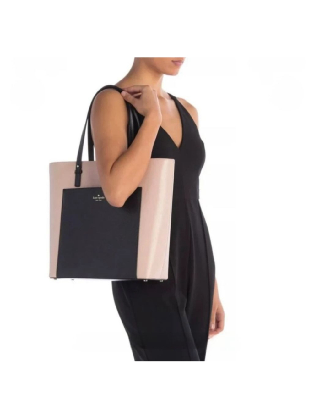 KATE SPADE Grand‎ Street Sadie Colorblock Tote Work Bag Pink Black Large